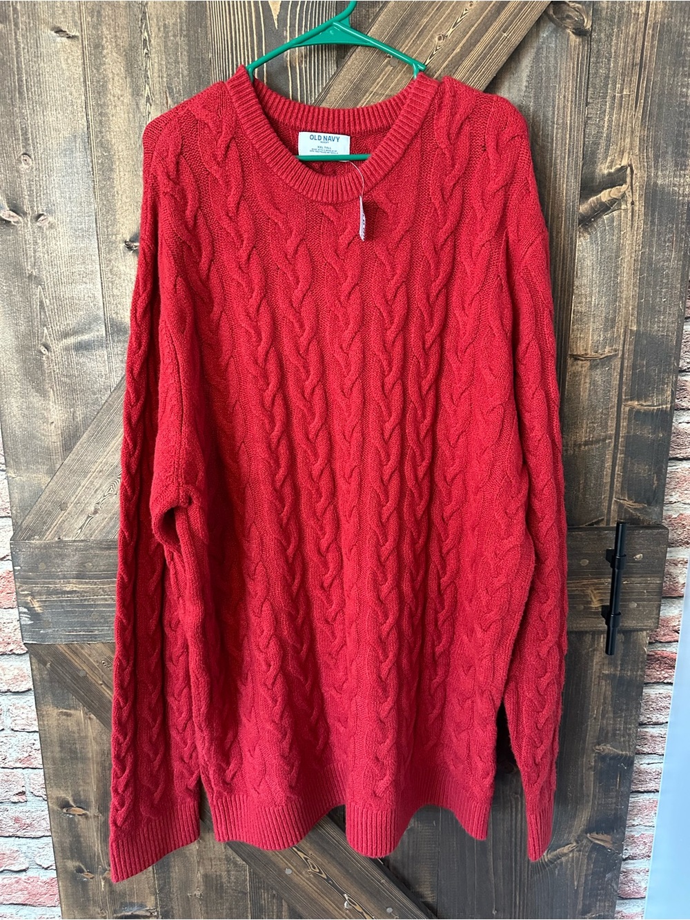Old Navy Men's Red Cable-Knit Crewneck Sweater